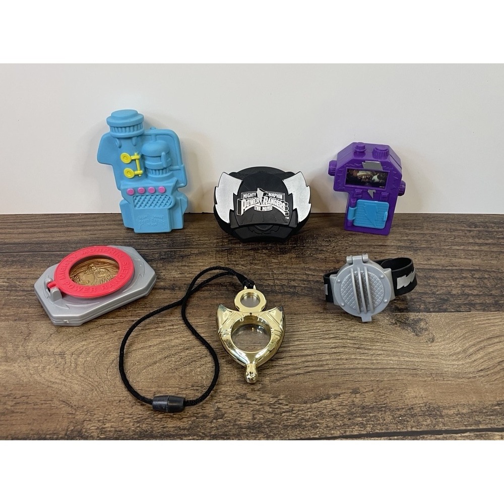 McDonald's Power Rangers Toy Lot Gadgets Weapons Watch Morpher 2 Coins Necklace